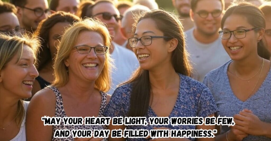 "May your heart be light, your worries be few, and your day be filled with happiness."