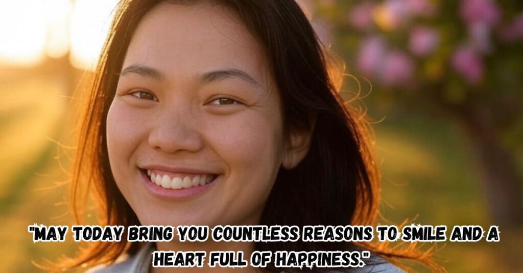 "May today bring you countless reasons to smile and a heart full of happiness."