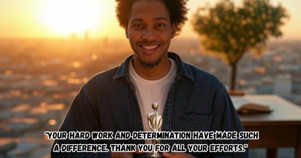 "Your hard work and determination have made such a difference. Thank you for all your efforts."