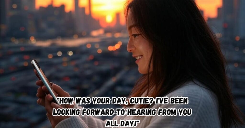 "How was your day, cutie? I've been looking forward to hearing from you all day!"