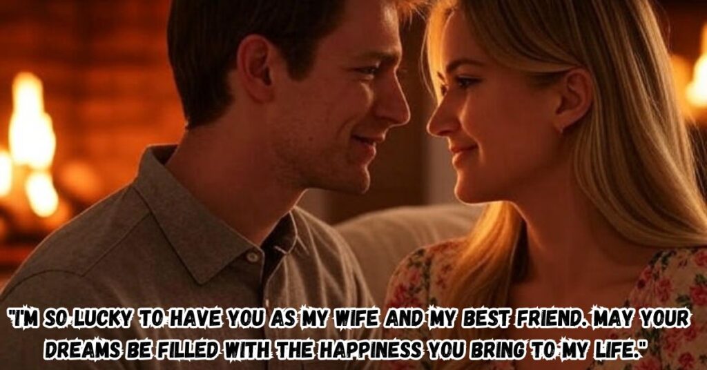 "I'm so lucky to have you as my wife and my best friend. May your dreams be filled with the happiness you bring to my life."